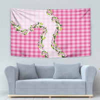 Pink Hawaii Palaka Tapestry Maile Pikake Honohono Orchid Lei