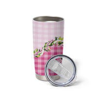 Pink Hawaii Palaka Tumbler Cup Maile Pikake Honohono Orchid Lei