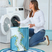 Blue Hawaii Palaka Laundry Basket Maile Pikake Honohono Orchid Lei LT05 - Polynesian Pride