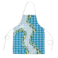 Blue Hawaii Palaka Apron Maile Pikake Honohono Orchid Lei LT05 Blue - Polynesian Pride