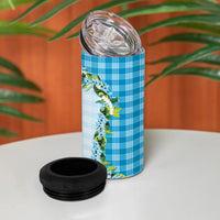 Blue Hawaii Palaka 4 in 1 Can Cooler Tumbler Maile Pikake Honohono Orchid Lei