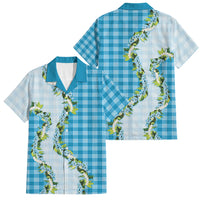 Blue Hawaii Palaka Family Matching Mermaid Dress and Hawaiian Shirt Maile Pikake Honohono Orchid Lei LT05 Dad's Shirt - Short Sleeve Blue - Polynesian Pride