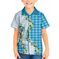 Blue Hawaii Palaka Hawaiian Shirt Maile Pikake Honohono Orchid Lei LT05 - Polynesian Pride