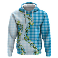 Blue Hawaii Palaka Hoodie Maile Pikake Honohono Orchid Lei