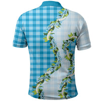 Blue Hawaii Palaka Polo Shirt Maile Pikake Honohono Orchid Lei LT05 - Polynesian Pride