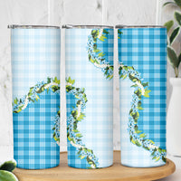 Blue Hawaii Palaka Skinny Tumbler Maile Pikake Honohono Orchid Lei
