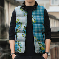 Blue Hawaii Palaka Sleeveless Puffer Jacket Maile Pikake Honohono Orchid Lei
