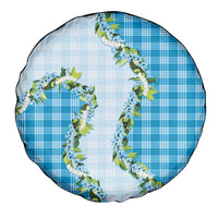 Blue Hawaii Palaka Spare Tire Cover Maile Pikake Honohono Orchid Lei