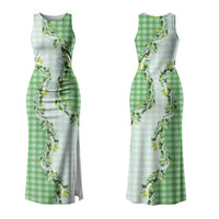 Green Hawaii Palaka Family Matching Tank Maxi Dress and Hawaiian Shirt Maile Pikake Honohono Orchid Lei LT05 Mom's Dress Green - Polynesian Pride