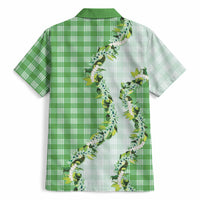 Green Hawaii Palaka Hawaiian Shirt Maile Pikake Honohono Orchid Lei LT05 - Polynesian Pride