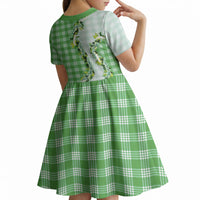 Green Hawaii Palaka Kid Short Sleeve Dress Maile Pikake Honohono Orchid Lei LT05 - Polynesian Pride