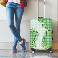 Green Hawaii Palaka Luggage Cover Maile Pikake Honohono Orchid Lei