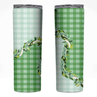 Green Hawaii Palaka Skinny Tumbler Maile Pikake Honohono Orchid Lei