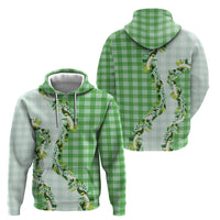 Green Hawaii Palaka Zip Hoodie Maile Pikake Honohono Orchid Lei LT05 - Polynesian Pride