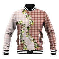 Mocha Hawaii Palaka Baseball Jacket Maile Pikake Honohono Orchid Lei LT05 Unisex Mocha - Polynesian Pride