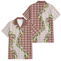 Mocha Hawaii Palaka Family Matching Mermaid Dress and Hawaiian Shirt Maile Pikake Honohono Orchid Lei LT05 Dad's Shirt - Short Sleeve Mocha - Polynesian Pride