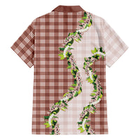 Mocha Hawaii Palaka Family Matching Mermaid Dress and Hawaiian Shirt Maile Pikake Honohono Orchid Lei LT05 Dad's Shirt - Long Sleeve Mocha - Polynesian Pride
