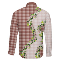 Mocha Hawaii Palaka Family Matching Off Shoulder Short Dress and Hawaiian Shirt Maile Pikake Honohono Orchid Lei LT05 Son's Shirt Mocha - Polynesian Pride