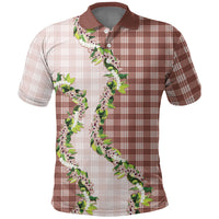 Mocha Hawaii Palaka Polo Shirt Maile Pikake Honohono Orchid Lei LT05 Mocha - Polynesian Pride