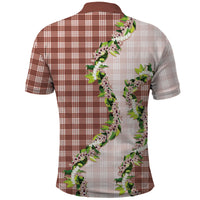 Mocha Hawaii Palaka Polo Shirt Maile Pikake Honohono Orchid Lei LT05 - Polynesian Pride