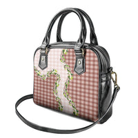 Mocha Hawaii Palaka Shoulder Handbag Maile Pikake Honohono Orchid Lei