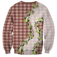 Mocha Hawaii Palaka Sweatshirt Maile Pikake Honohono Orchid Lei LT05 - Polynesian Pride