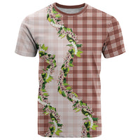 Mocha Hawaii Palaka T Shirt Maile Pikake Honohono Orchid Lei