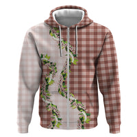 Mocha Hawaii Palaka Zip Hoodie Maile Pikake Honohono Orchid Lei LT05 Zip Hoodie Mocha - Polynesian Pride