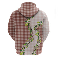 Mocha Hawaii Palaka Zip Hoodie Maile Pikake Honohono Orchid Lei LT05 - Polynesian Pride