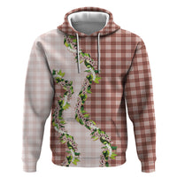 Mocha Hawaii Palaka Zip Hoodie Maile Pikake Honohono Orchid Lei LT05 Pullover Hoodie Mocha - Polynesian Pride