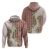 Mocha Hawaii Palaka Zip Hoodie Maile Pikake Honohono Orchid Lei LT05 - Polynesian Pride