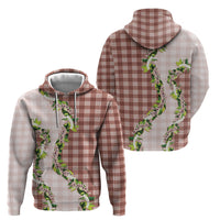 Mocha Hawaii Palaka Zip Hoodie Maile Pikake Honohono Orchid Lei