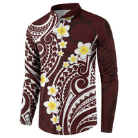 Plumeria With Oxblood Polynesian Tattoo Pattern Button Sweatshirt