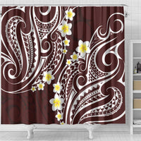 Plumeria With Oxblood Polynesian Tattoo Pattern Shower Curtain