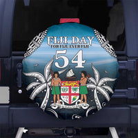 Happy 54th Fiji Day Spare Tire Cover Forever Fiji With Tapa Tribal Pattern LT05 - Polynesian Pride