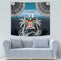 Happy 54th Fiji Day Tapestry Forever Fiji With Tapa Tribal Pattern LT05 - Polynesian Pride