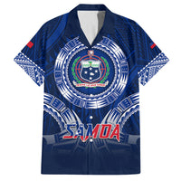 Custom Samoa Rugby Family Matching Summer Maxi Dress and Hawaiian Shirt World Cup 2023 Coat Of Arms With Polynesian Pattern LT05 Dad's Shirt - Short Sleeve Blue - Polynesian Pride