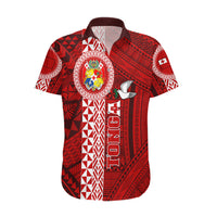 Tonga Rugby Hawaiian Shirt World Cup 2023 Coat Of Arms Ngatu Pattern LT05 Red - Polynesian Pride