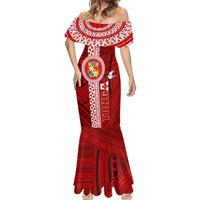 Custom Tonga Rugby Mermaid Dress World Cup 2023 Coat Of Arms Ngatu Pattern LT05 - Polynesian Pride