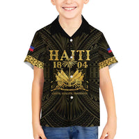 Haiti 1804 Kid Hawaiian Shirt Polynesian Gold Neg Maron