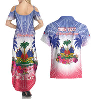 Personalised Haiti Independence Day Couples Matching Summer Maxi Dress and Hawaiian Shirt Neg Maron Polynesian Style LT05