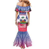 Personalised Haiti Independence Day Family Matching Mermaid Dress and Hawaiian Shirt Neg Maron Polynesian Style LT05