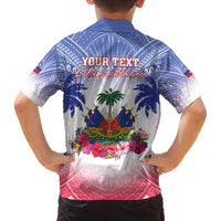 Personalised Haiti Independence Day Family Matching Off The Shoulder Long Sleeve Dress and Hawaiian Shirt Neg Maron Polynesian Style LT05