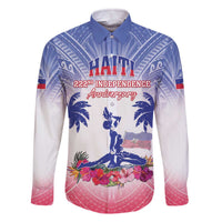 Personalised Haiti Independence Day Family Matching Off The Shoulder Long Sleeve Dress and Hawaiian Shirt Neg Maron Polynesian Style LT05