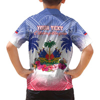 Personalised Haiti Independence Day Family Matching Short Sleeve Bodycon Dress and Hawaiian Shirt Neg Maron Polynesian Style LT05