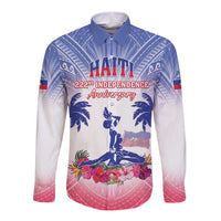 Personalised Haiti Independence Day Long Sleeve Button Shirt Neg Maron Polynesian Style LT05