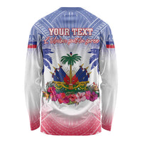 Personalised Haiti Independence Day Long Sleeve Shirt Neg Maron Polynesian Style LT05