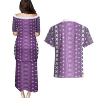 Purple Samoa Malu Tattoo Inspired Couples Matching Puletasi and Hawaiian Shirt - Polynesian Pride