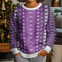 Purple Samoa Malu Tattoo Inspired Kid Ugly Christmas Sweater LT05 - Polynesian Pride