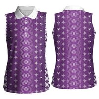 Purple Samoa Malu Tattoo Inspired Women Sleeveless Polo Shirt LT05 - Polynesian Pride